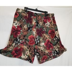 90's VINTAGE - Basic Editions Woman -Rayon Floral Shorts Elastic Waist  Size 20